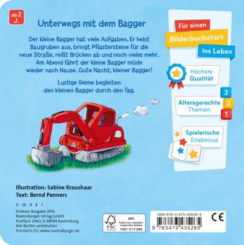 Ravensburger Pappbilderbuch Was machst du, kleiner Bagger? 43526