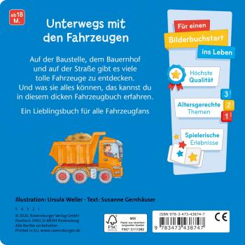 Ravensburger Pappbilderbuch Was machen Autos, Bagger und Traktoren? 43874