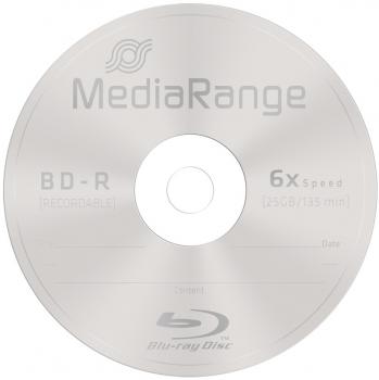 25 Mediarange Rohlinge Blu-ray BD-R 25GB 6x Spindel