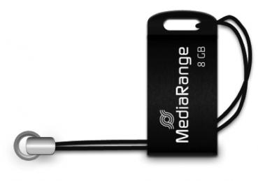 Mediarange USB Stick 8GB Speicherstick Nano inkl. Schlüsselanhänger schwarz