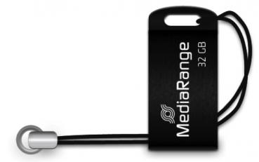 Mediarange USB Stick 32GB Speicherstick Nano inkl. Schlüsselanhänger schwarz