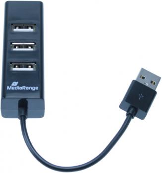 Mediarange USB Hub 1 : 4 USB Stromversorgung über USB schwarz