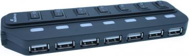 Mediarange USB Hub 1 : 7 USB einzeln schaltbar schwarz