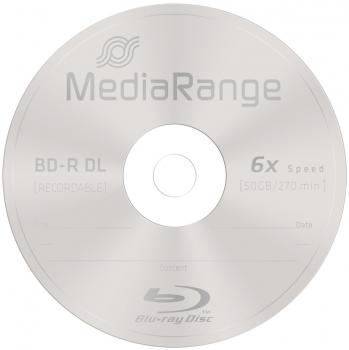 50 Mediarange Rohlinge Blu-ray BD-R Dual Layer 50GB 6x Spindel