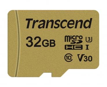 Transcend Micro SDHC Karte 32GB Speicherkarte 500S UHS-I U3 4K V30 Class 10