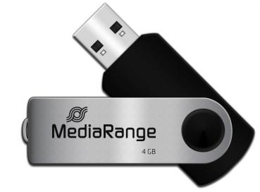 Mediarange USB Stick 4GB Speicherstick Swivel Swing silber