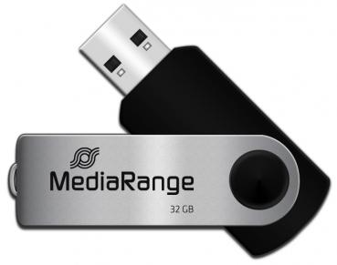Mediarange USB Stick 32GB Speicherstick Swivel Swing silber
