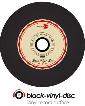 50 Primeon Rohlinge CD-R vinyl black dye 80Min 700MB 52x Spindel
