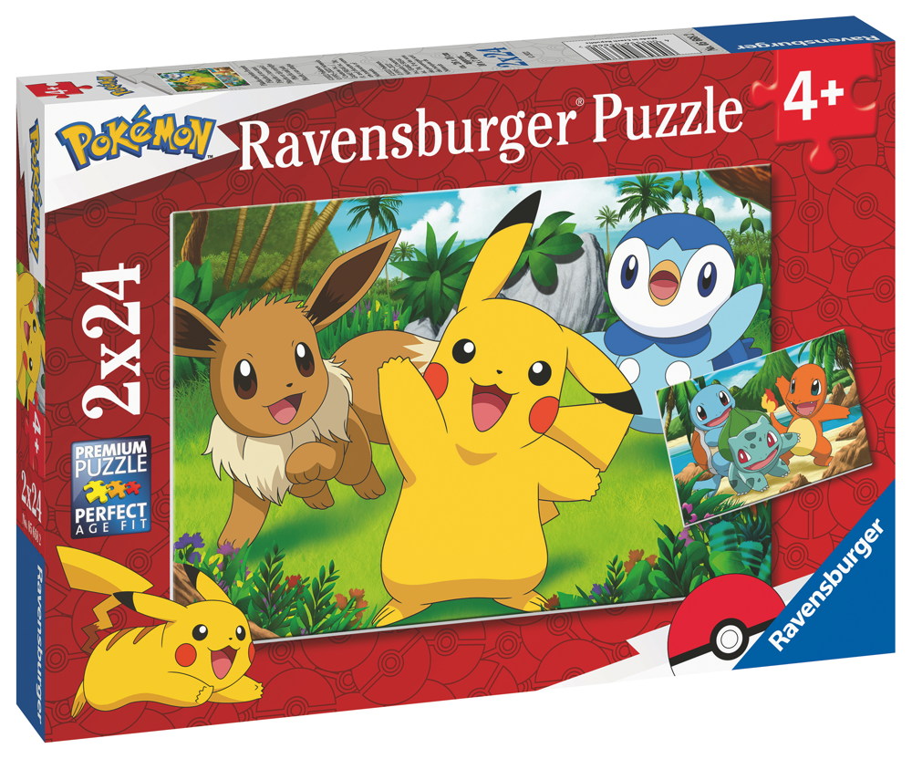 Spielwaren Express - 2 x 24 Teile Ravensburger Kinder Puzzle Pokémon Pikachu  und seine Freunde 05668