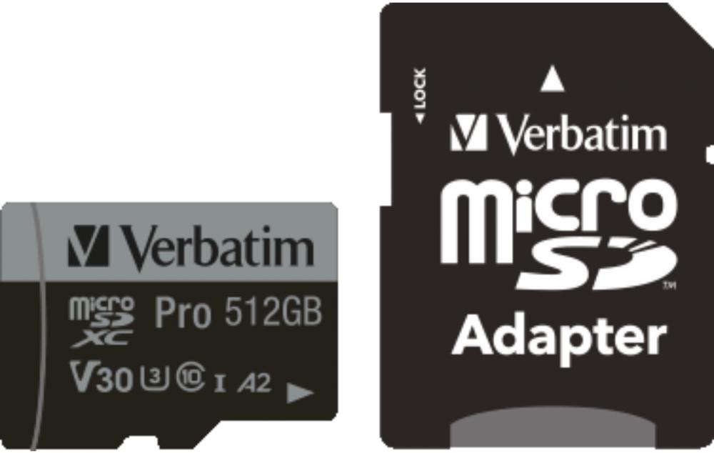 Verbatim Micro SDXC Karte 512GB Speicherkarte Pro UHS-I U3 4K Class 10