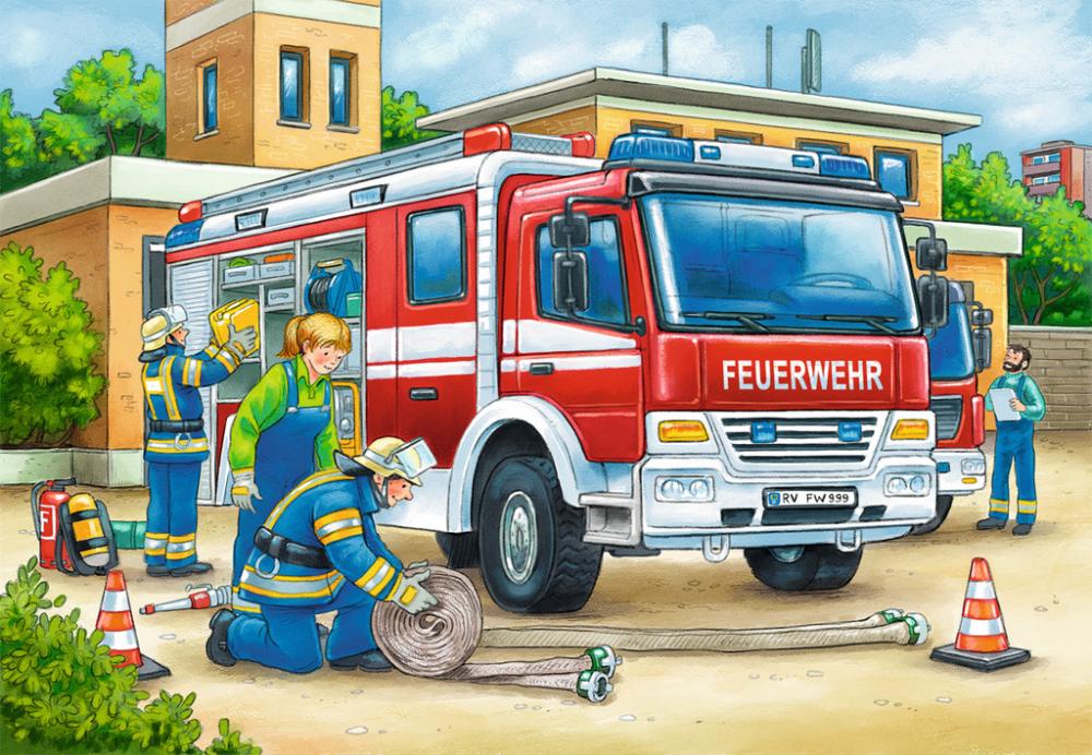 2 x 12 Teile Ravensburger Kinder Puzzle Polizei und Feuerwehr 07574