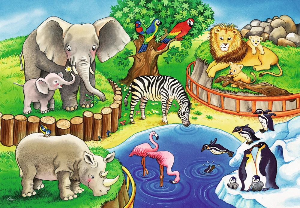 2 x 12 Teile Ravensburger Kinder Puzzle Tiere im Zoo 07602