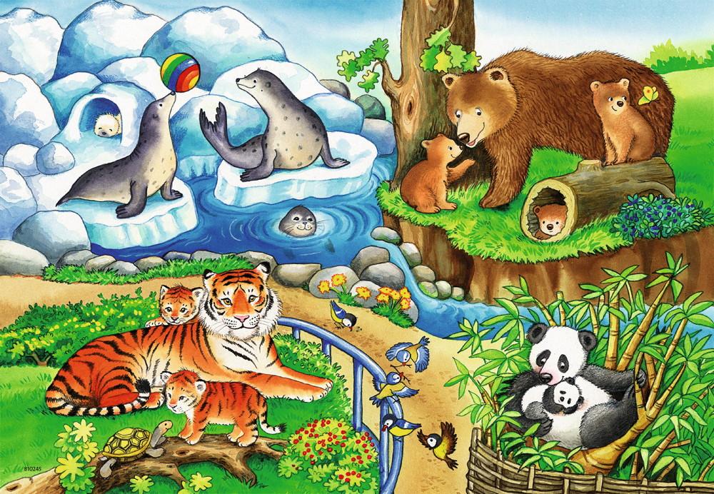 2 x 12 Teile Ravensburger Kinder Puzzle Tiere im Zoo 07602