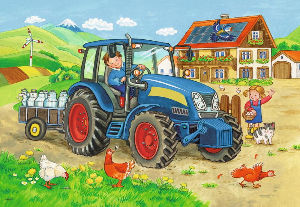 2 x 12 Teile Ravensburger Kinder Puzzle Baustelle und Bauernhof 07616