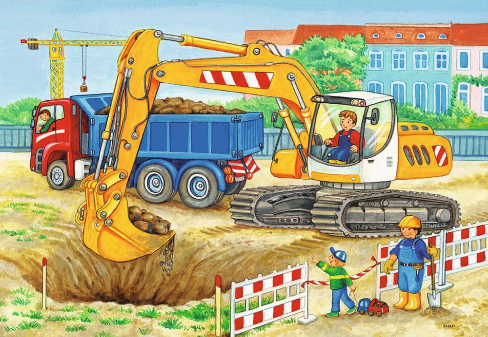 2 x 12 Teile Ravensburger Kinder Puzzle Baustelle und Bauernhof 07616