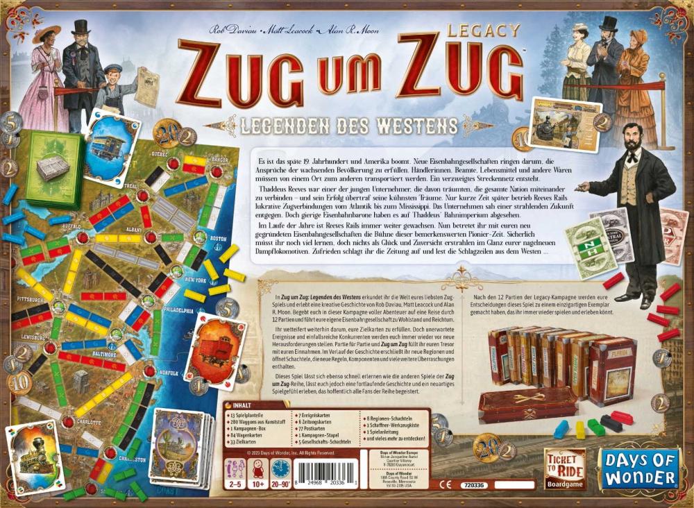 Days of Wonder Familienspiel Strategiespiel Zug um Zug Legacy Legenden des Westens DOWD0031