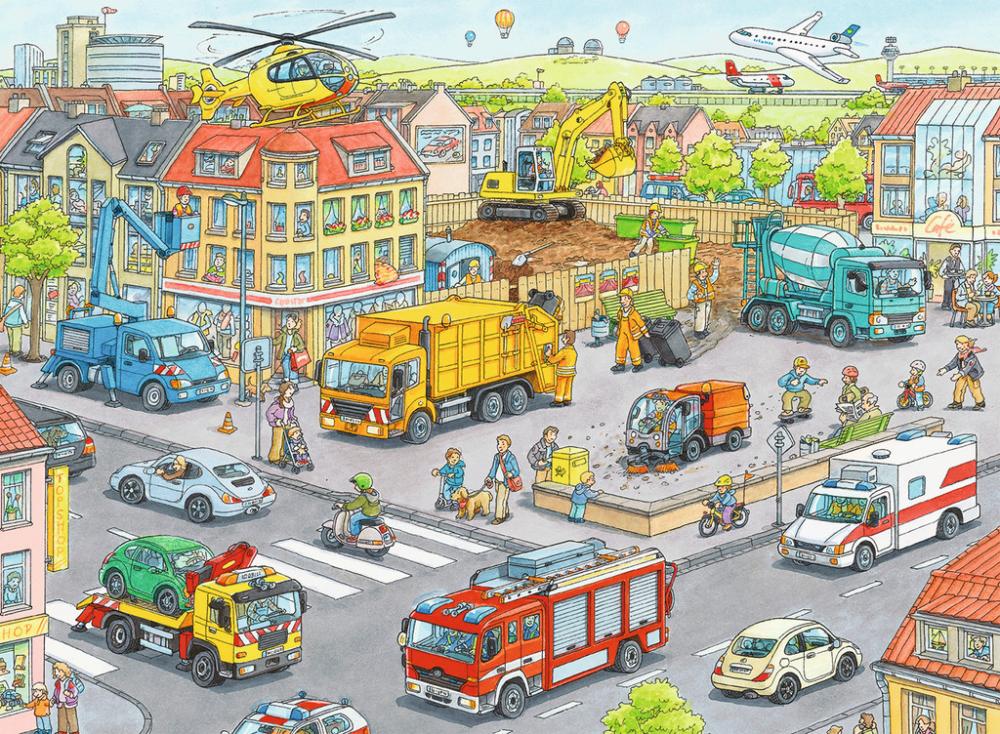 100 Teile Ravensburger Kinder Puzzle XXL Fahrzeuge in der Stadt 10558