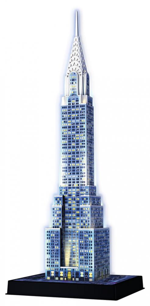 216 Teile Ravensburger 3D Puzzle Bauwerk Chrysler Building bei Nacht 12595