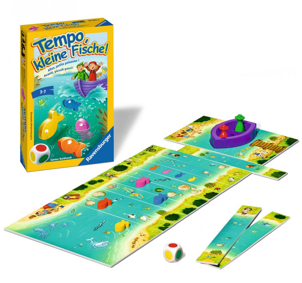 Ravensburger Mitbringspiel Farbwürfelspiel Tempo, kleine Fische! 23334