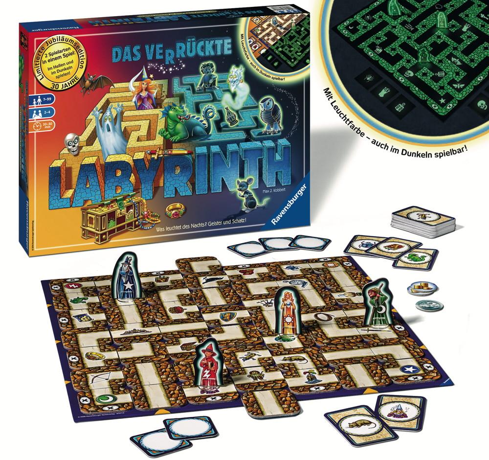 Ravensburger Familienspiel Such- und Schiebespiel Labyrinth Glow in the dark 26687