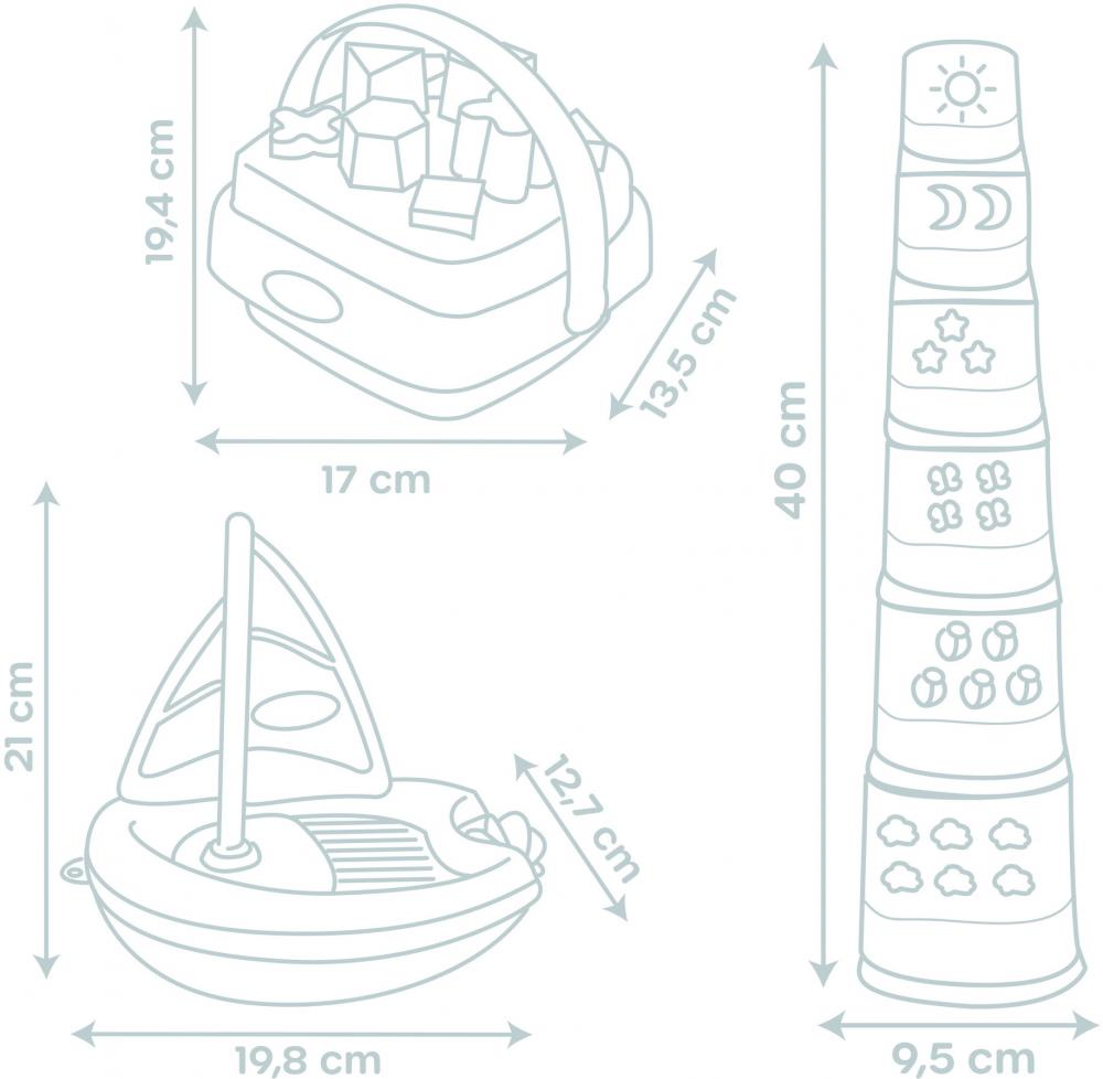 Smoby Spielzeug Little Smoby Set Segelboot, Magic Tower und Formensteckspiel 7600140104