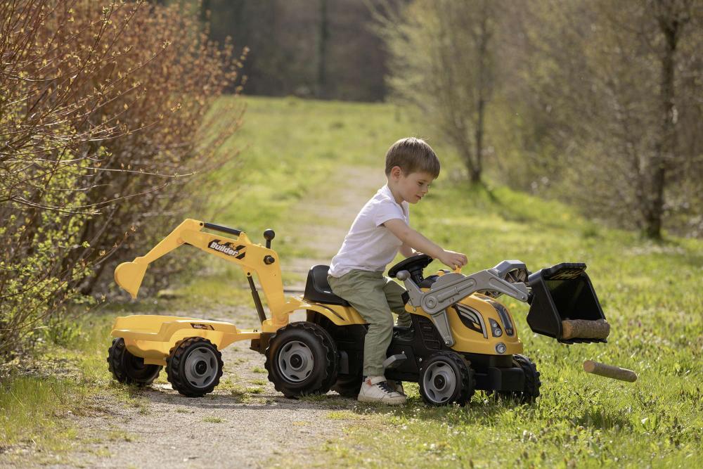 Smoby Outdoor Spielzeug Fahrzeug Traktor mit Anhänger Builder Max orange, schwarz 7600710304