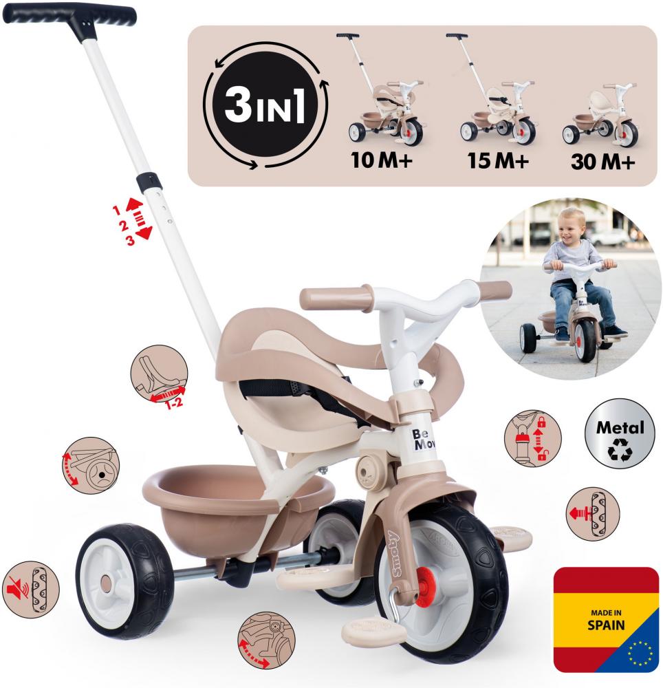 Smoby Outdoor Spielzeug Fahrzeug Dreirad Be Move Komfort beige 7600740418