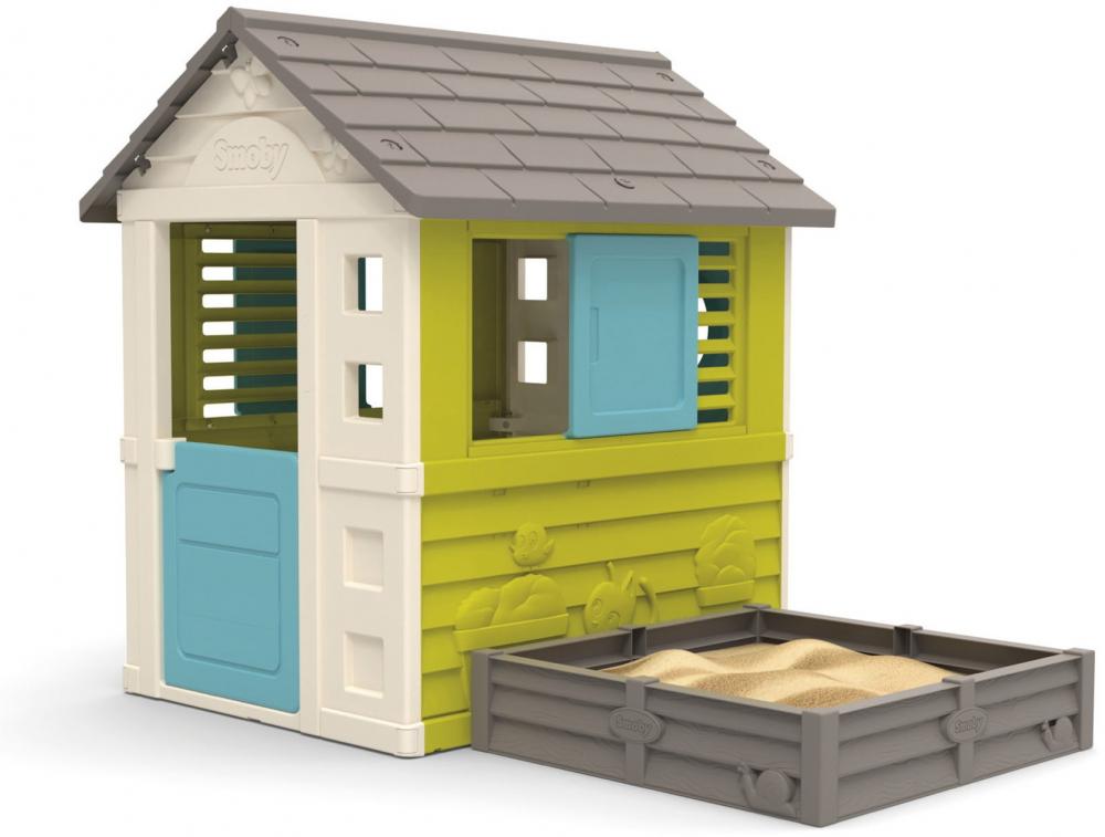 Smoby Outdoor Spielzeug Garten Spielhaus Square Haus mit Sandkasten 7600810728