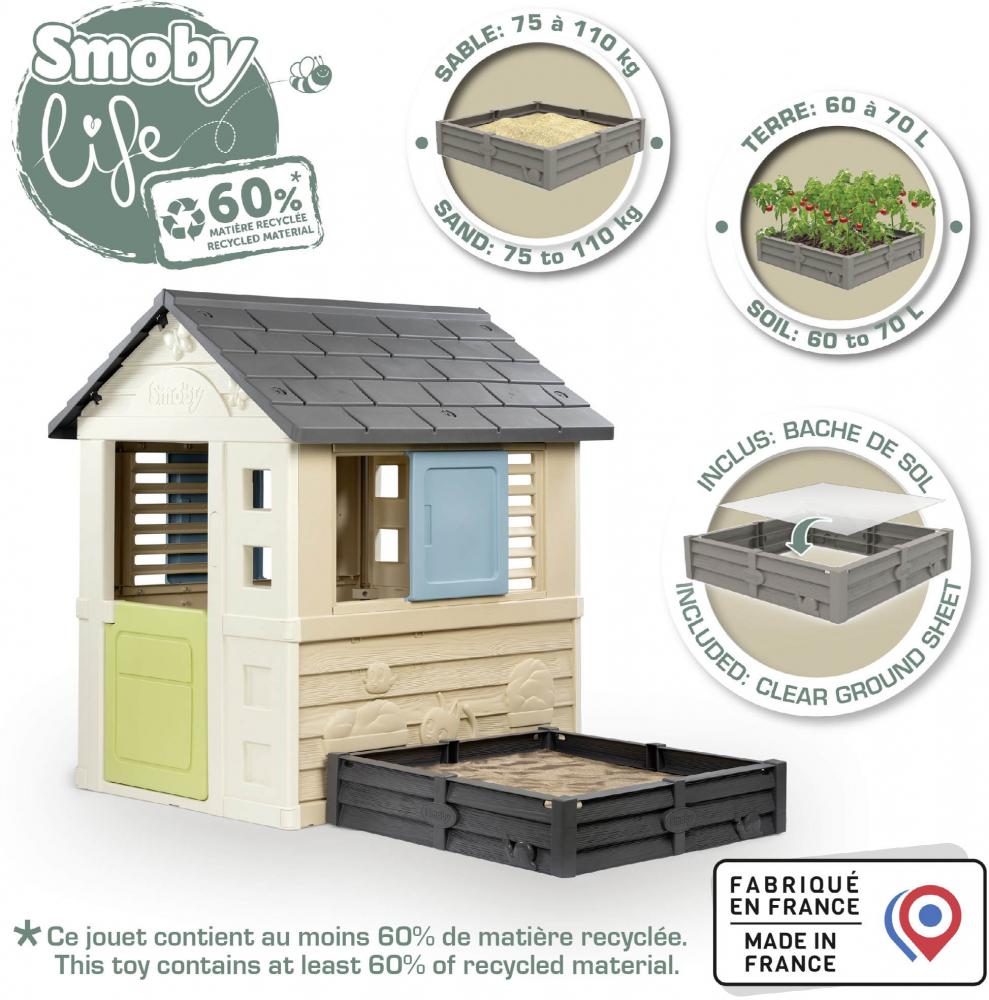 Smoby Outdoor Spielzeug Garten Smoby Life Square Haus mit Sandkasten 7600810740