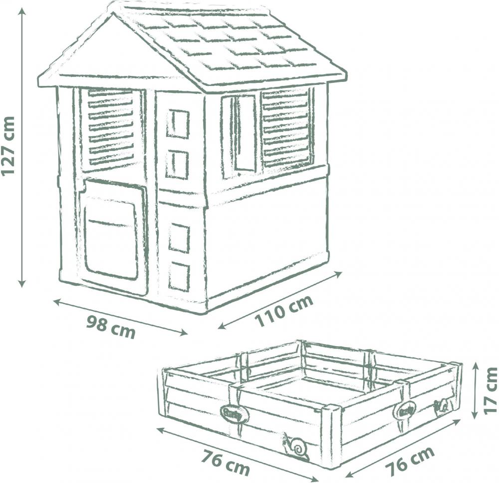 Smoby Outdoor Spielzeug Garten Smoby Life Square Haus mit Sandkasten 7600810740