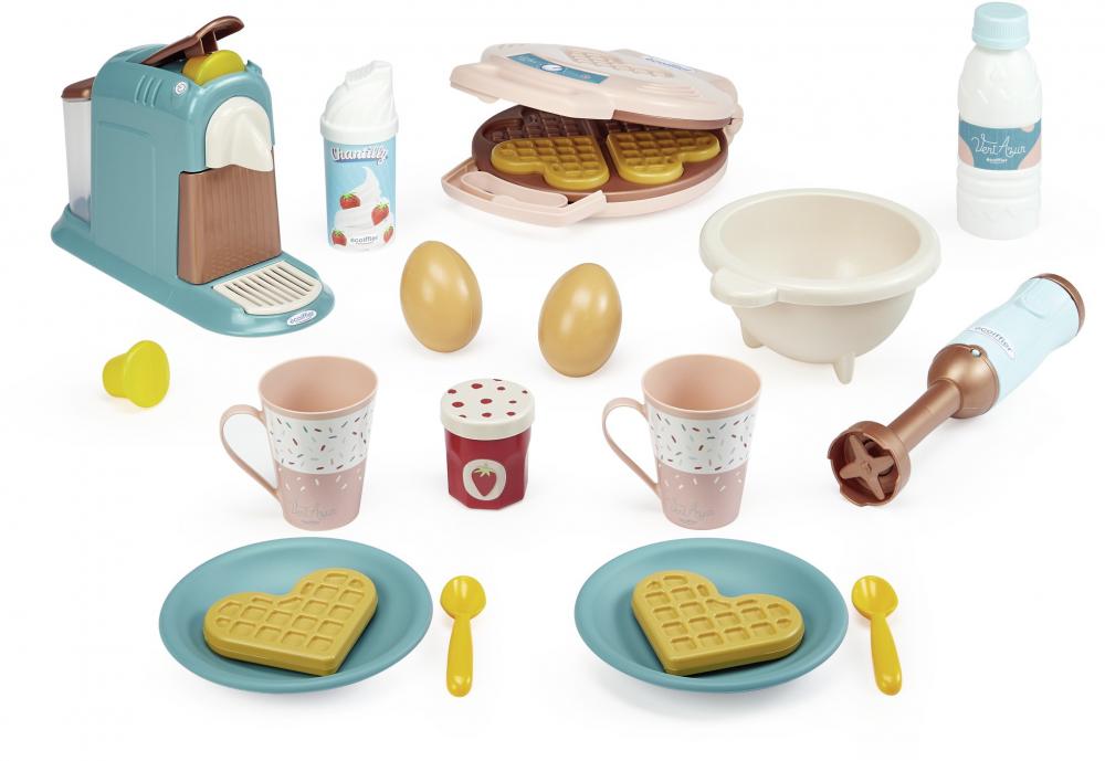 Ecoiffier Spielwelt Kinder Küche Vert Azur Frühstücks-Set Kaffee, Waffeln 7600001677