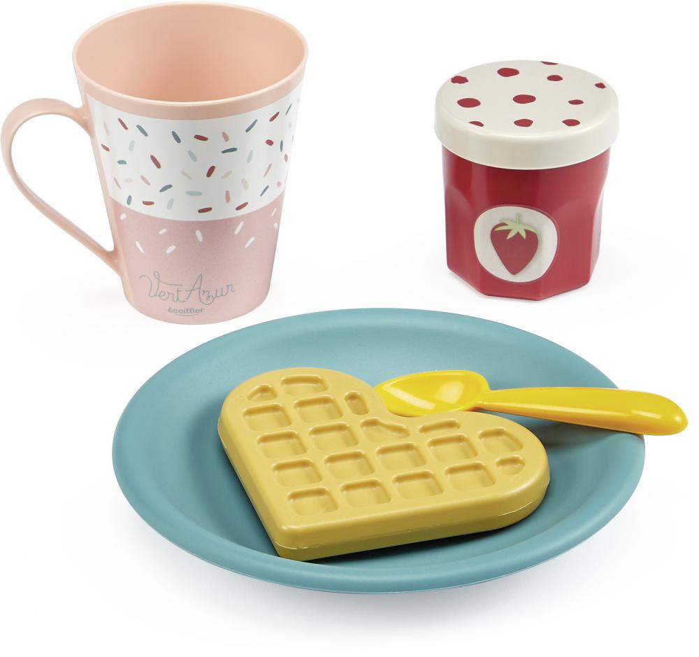 Ecoiffier Spielwelt Kinder Küche Vert Azur Frühstücks-Set Kaffee, Waffeln 7600001677