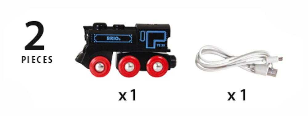 Brio World Eisenbahn Lok Schwarze Akku-Lok mit Mini-USB 33599