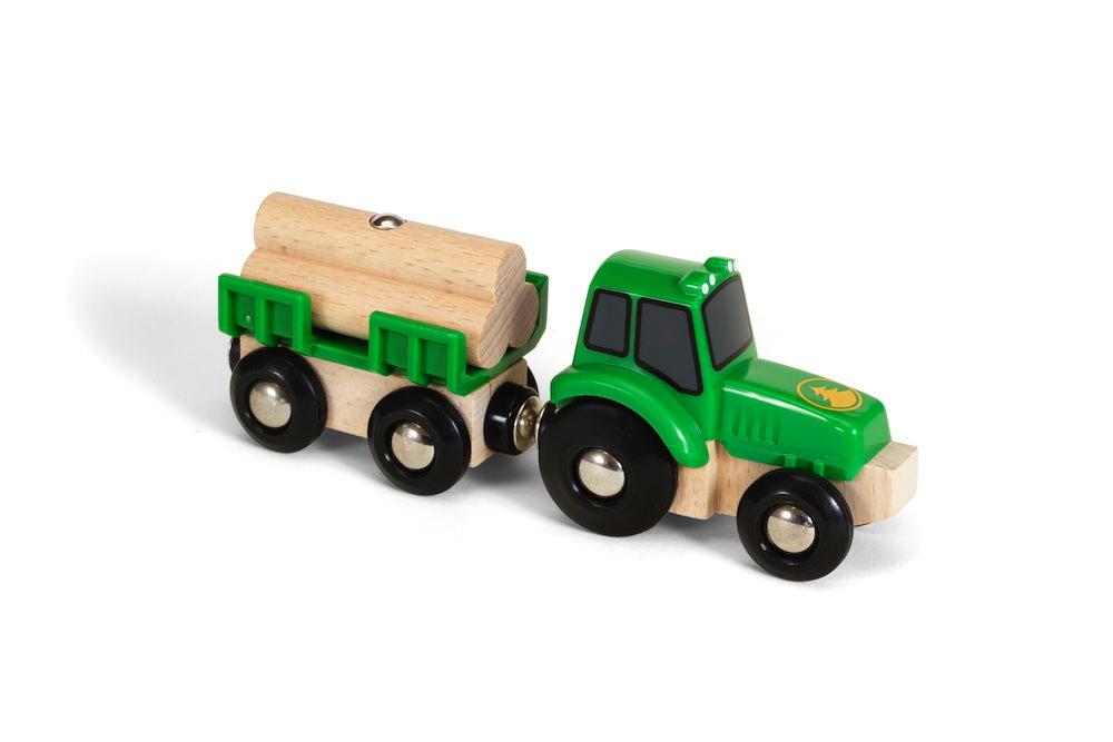 Brio World Eisenbahn Fahrzeug Traktor mit Holz-Anhänger 4 Teile 33799