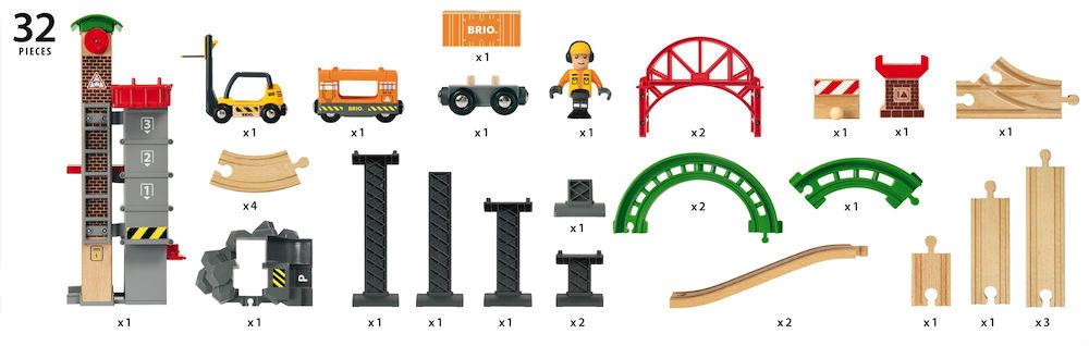 Brio World Eisenbahn Set Großes Lagerhaus-Set mit Aufzug 32 Teile 33887