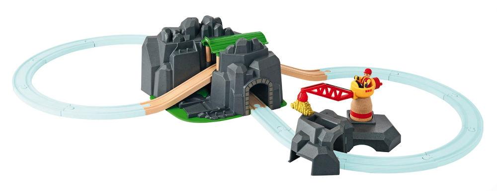 Brio World Eisenbahn Gebäude Große Goldmine mit Sound-Tunnel 7 Teile 33889