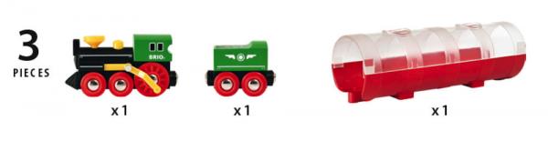 Brio World Eisenbahn Zug Tunnel Box Dampflokzug 3 Teile 33892