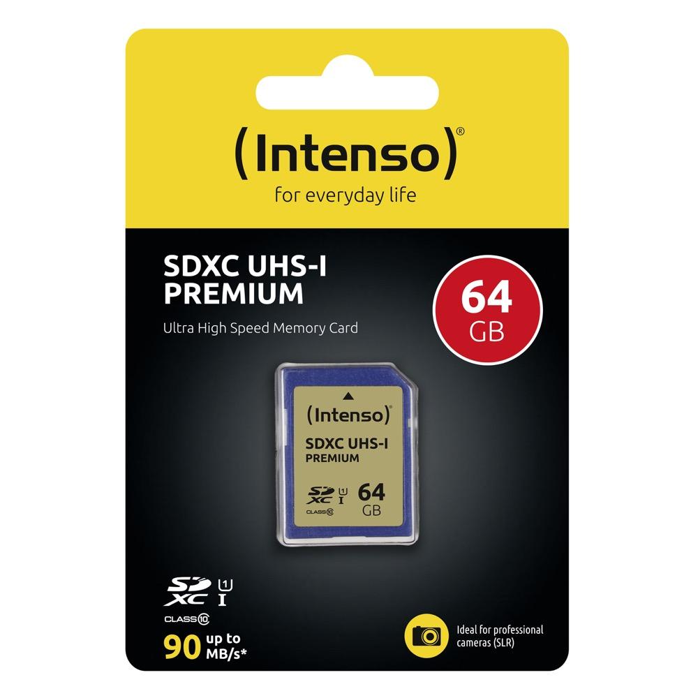 Intenso SDXC Karte 64GB Speicherkarte UHS-I Premium 90 MB/s Class 10