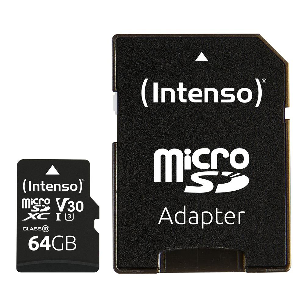 Intenso Micro SDXC Karte 64GB Speicherkarte UHS-I U3 4K professional 100 MB/s V30 Class 10