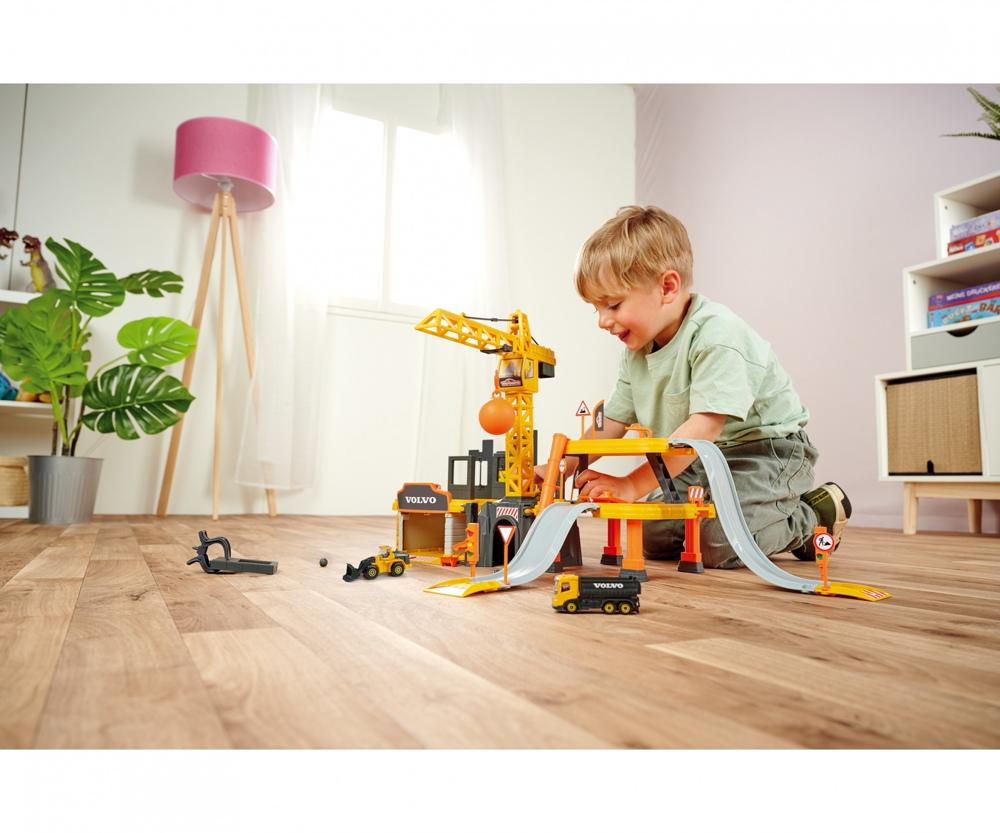 Majorette Spielwelt Baustelle Set Playsets Volvo Creatix Construction + 5 Volvo Fahrzeuge 212050032