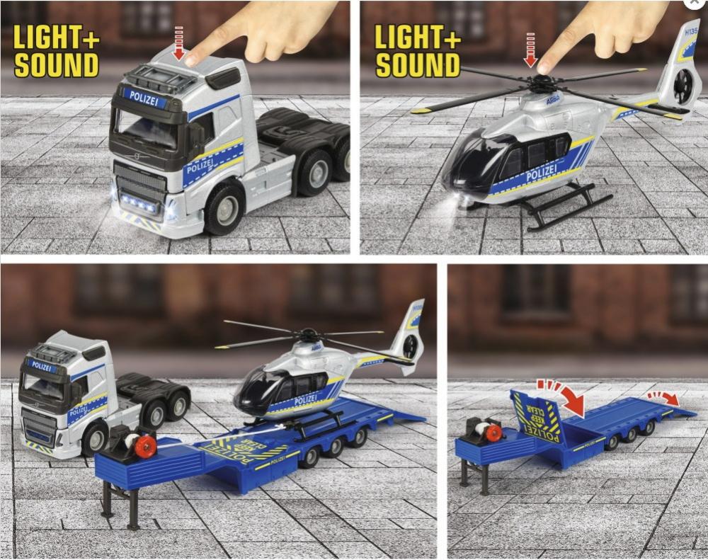 Majorette Spielzeugauto Polizei Grand Series Volvo Truck + Airbus Police Helikopter 213716000