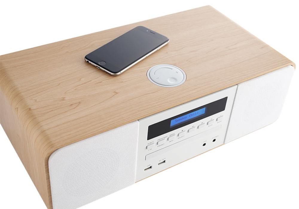 Thomson Bluetooth Kompaktanlage MIC201IDABBT USB MP3 Qi-Charger DAB+ Radio Holz weiß TH371697