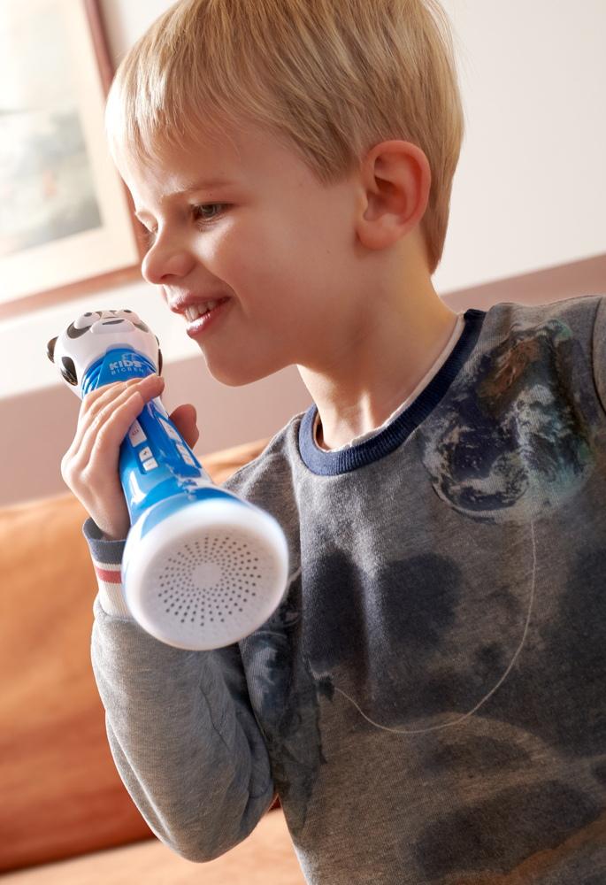 Bigben Bluetooth Kids Karaoke Mikrofon Lautsprecher mit Stimmenverzerrer blau AU385465