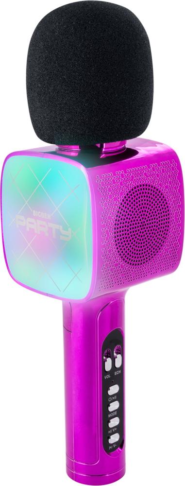 Bigben Bluetooth portabler Lautsprecher Party Mic Mikrofon Licht LED pink AU387063