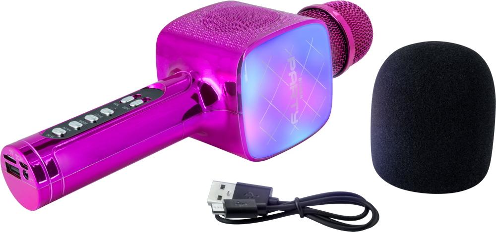 Bigben Bluetooth portabler Lautsprecher Party Mic Mikrofon Licht LED pink AU387063