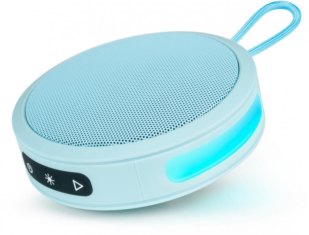 Bigben Bluetooth portabler Lautsprecher Party Nano pastel blau Disco Licht AU388190