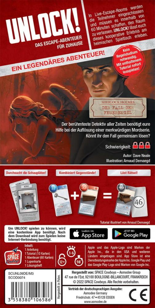 Space Cowboys Familienspiel Unlock! Sherlock Holmes Der Fall der Feuerengel SCOD0074