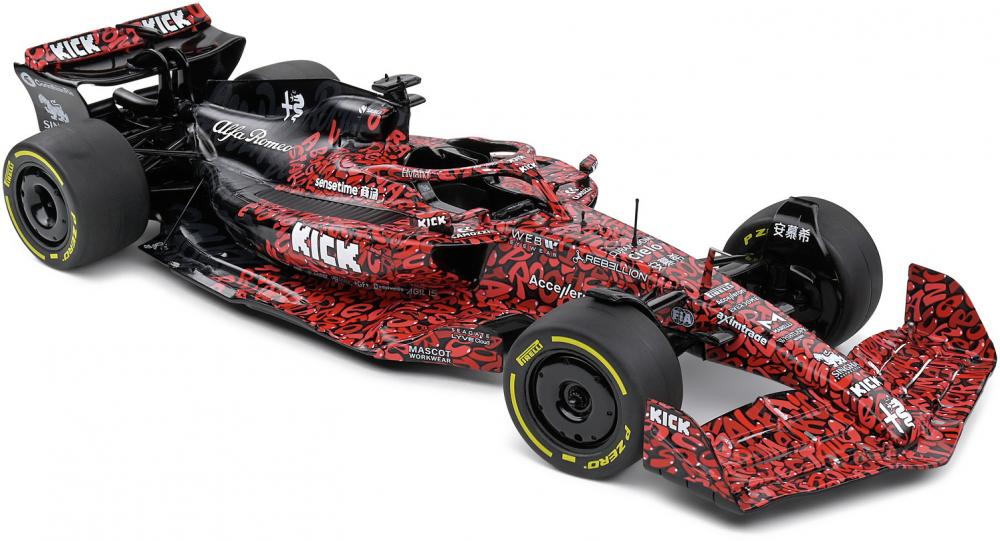 Solido Modellauto Maßstab 1:18 Alfa Romeo Formel 1 Team X Boogie Art Car schwarz 2022 S1810203