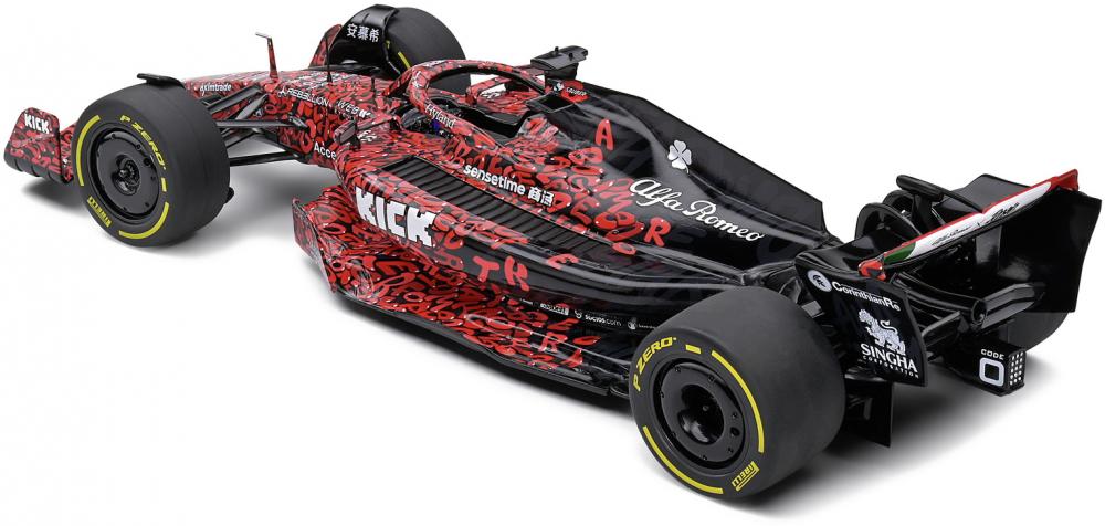 Solido Modellauto Maßstab 1:18 Alfa Romeo Formel 1 Team X Boogie Art Car schwarz 2022 S1810203