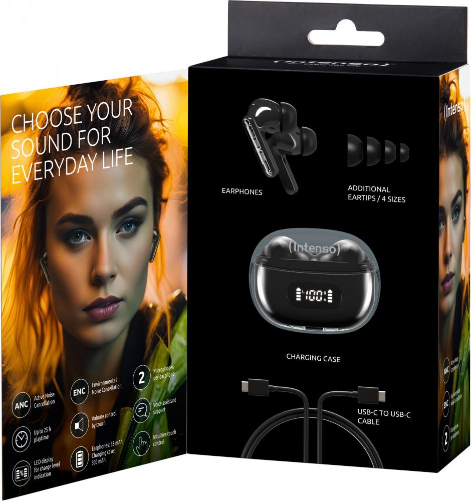 Intenso True Wireless Kopfhörer T310AE Bluetooth Buds Plus mit Akku schwarz